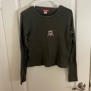 UNIONBAY UB jeans green long sleeve logo crop top. Womens medium